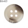 Bouton 16 mm en pvc très haut de gamme style corne couleur gris 4 trous diamètre 16 mm épaisseur 3 mm prix à l'unité