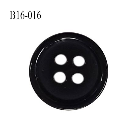 Bouton 16 mm en pvc très haut de gamme couleur noir 4 trous diamètre 16 mm épaisseur 3 mm prix à l'unité