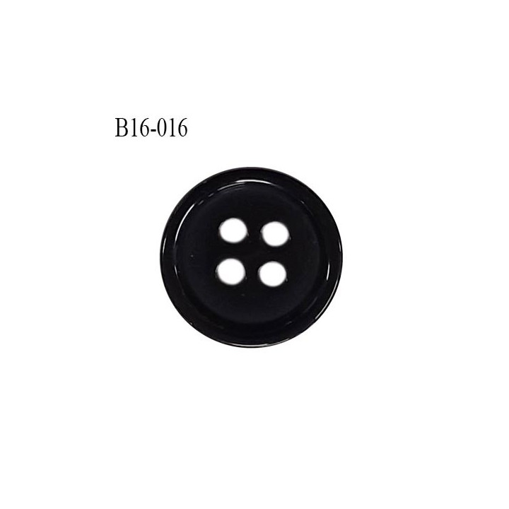 Bouton 16 mm en pvc très haut de gamme couleur noir 4 trous diamètre 16 mm épaisseur 3 mm prix à l'unité