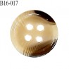 Bouton 16 mm en pvc très haut de gamme style corne couleur beige et gris 4 trous diamètre 16 mm épaisseur 3 mm prix à l'unité