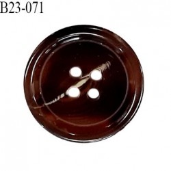 Bouton 23 mm en pvc très haut de gamme style corne couleur marron 4 trous diamètre 23 mm épaisseur 4 mm prix à l'unité