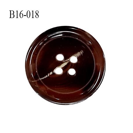 Bouton 16 mm en pvc très haut de gamme style corne couleur marron 4 trous diamètre 16 mm épaisseur 3 mm prix à l'unité