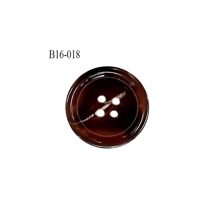 Bouton 16 mm en pvc très haut de gamme style corne couleur marron 4 trous diamètre 16 mm épaisseur 3 mm prix à l'unité