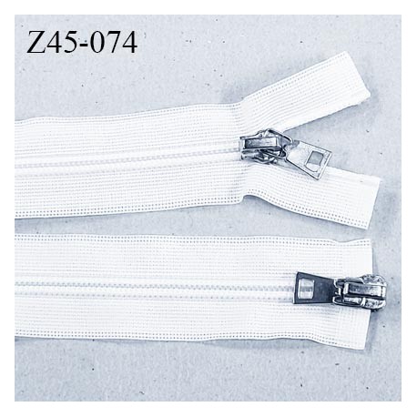 Fermeture 60 cm blanc non séparable invisible double curseur glissière nylon largeur 3.3 cm largeur de la glissière 6 mm