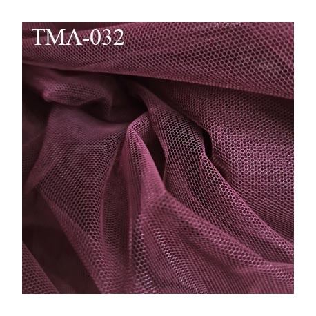 Marquisette tulle spécial lingerie haut gamme couleur bordeau lie de vin largeur 140 cm prix pour 10 cm 100 % polyamide