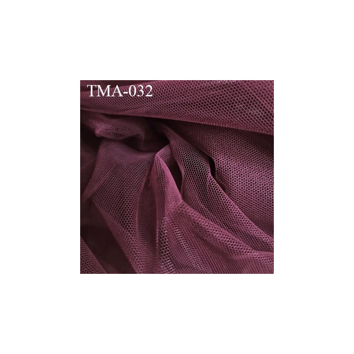 Marquisette tulle spécial lingerie haut gamme couleur bordeau lie de vin largeur 140 cm prix pour 10 cm 100 % polyamide