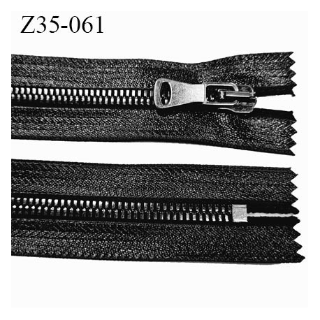 Fermeture 35 cm noir brillant zip à glissière en métal acier chromé non séparable largeur 3.2 cm zip glissière largeur 5.9 mm