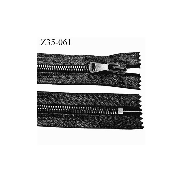 Fermeture 35 cm noir brillant zip à glissière en métal acier chromé non séparable  largeur 3.2 cm zip glissière largeur 5.9 mm