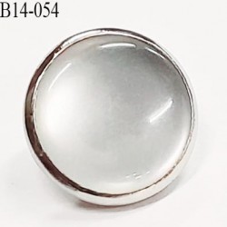 Bouton 12 mm en métal chromé et nacre gris transparent accroche avec un anneau  diamètre 12 millimètres prix à la pièce