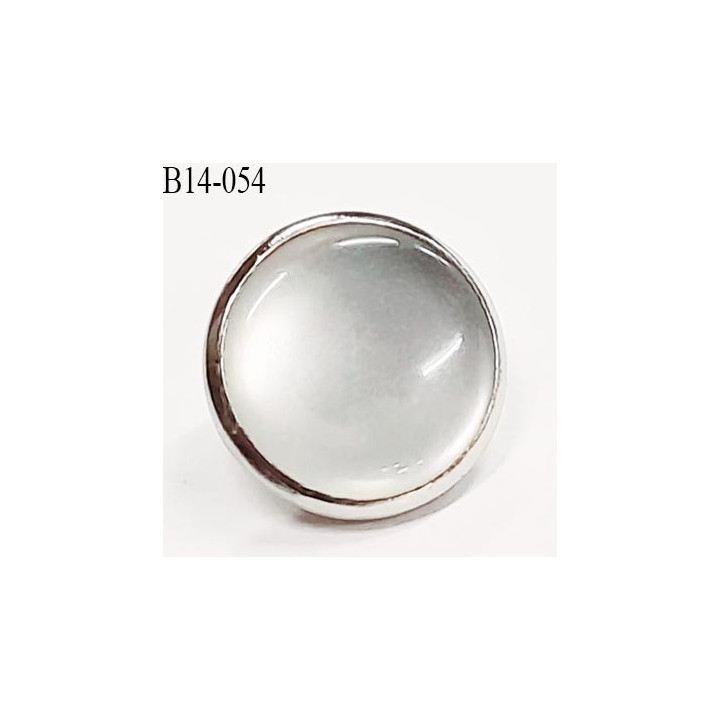 Bouton 12 mm en métal chromé et nacre gris transparent accroche avec un anneau  diamètre 12 millimètres prix à la pièce