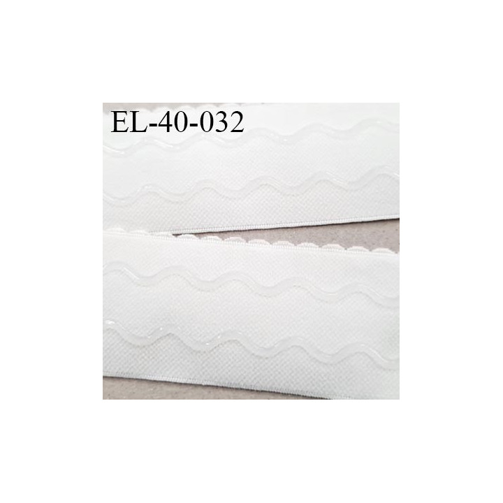 Elastique 40 mm picot  lingerie anti-glisse haut de gamme couleur écru largeur 40 mm fabriqué en France prix au mètre