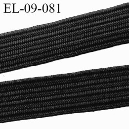 Elastique plat 9 mm  couleur noir souple allongement 170 % bonne élasticité largeur 9 mm prix au mètre