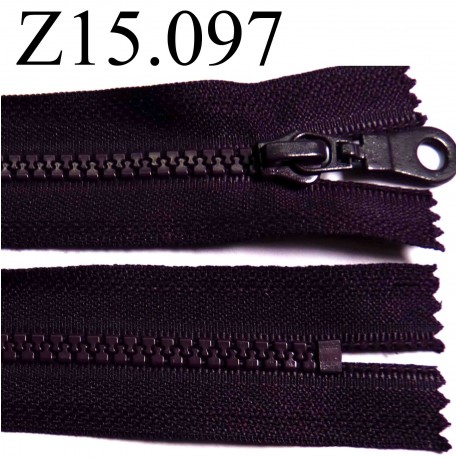 fermeture éclair longueur 15 cm couleur violet foncé prune non séparable zip nylon largeur 3.3 cm largeur du zip 5 mm