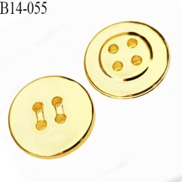 Bouton 14 mm en pvc couleur doré or brillant 4 trous diamètre 14 millimètres