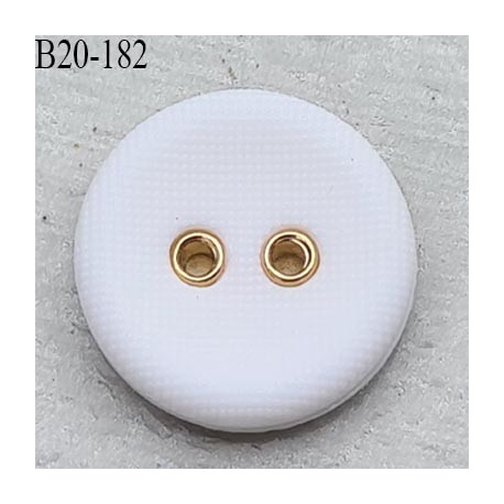 Bouton 20 mm en pvc couleur blanc naturel 2 trous passage or diamètre 20 mm épaisseur 5 mm prix à la pièce