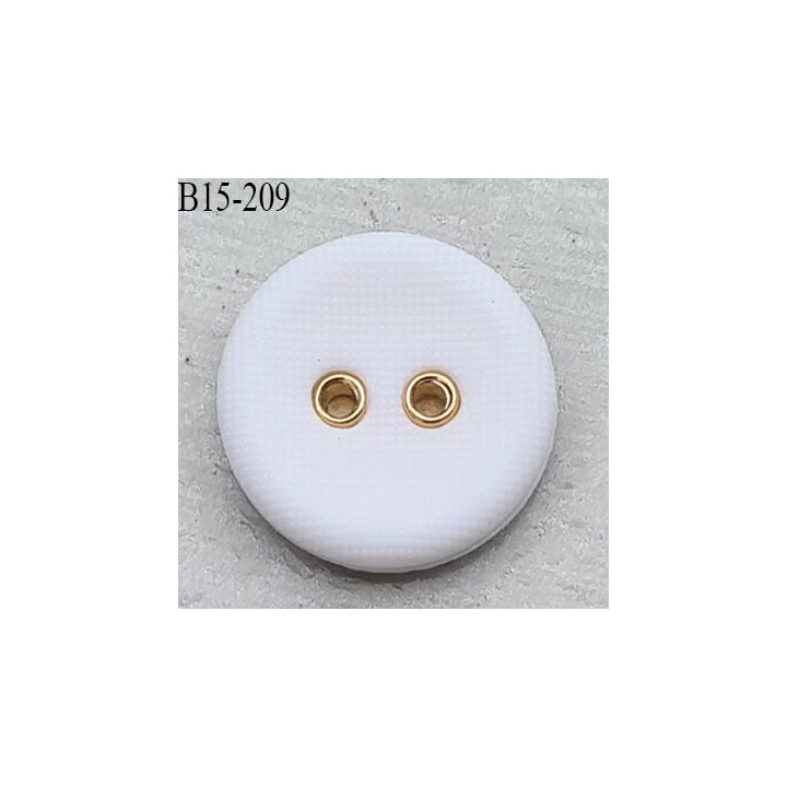 Bouton 15 mm en pvc couleur blanc naturel 2 trous passage or diamètre 15 mm épaisseur 4 mm prix à la pièce