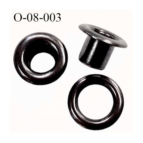 Oeillet métal acier noir anthracite diamètre extérieur 7.5 mm diamètre intérieur 4 mm hauteur 5.8 mm prix rondelle + oeillet