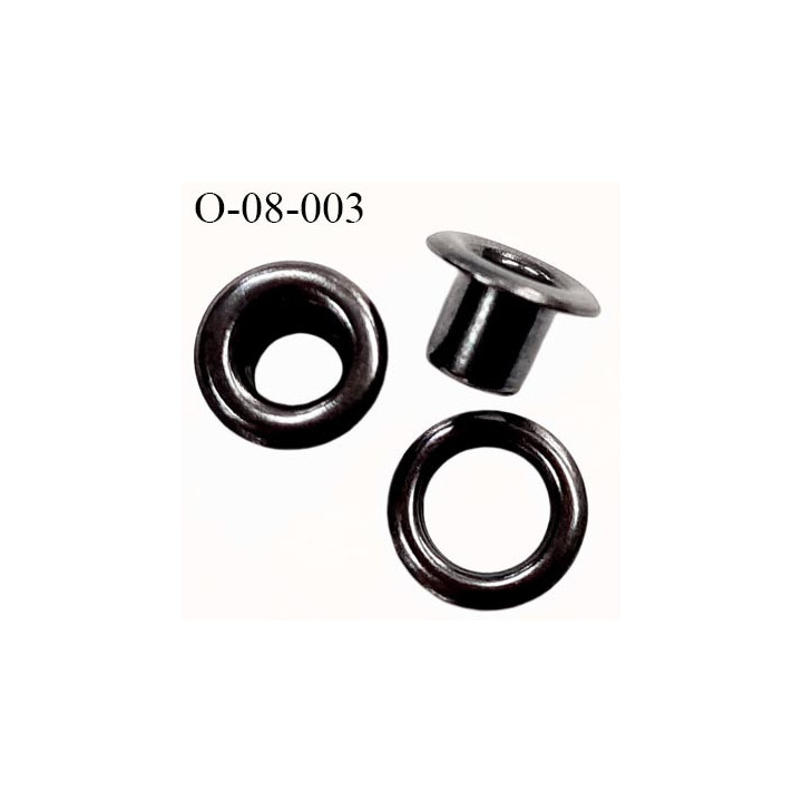 Oeillet métal acier noir anthracite diamètre extérieur 7.5 mm diamètre intérieur 4 mm hauteur 5.8 mm prix rondelle + oeillet