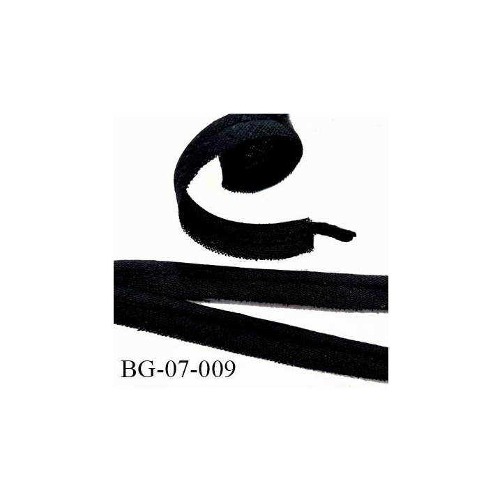 Passepoil 10 mm couleur noir 100 % coton largeur 7 mm  lien coton intérieur 2 mm  largeur 10 mm  prix du mètre