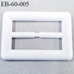 Boucle 60 mm rectangle pvc blanc brillant largeur extérieur 85 mm largeur intérieur 60 mm épaisseur 5.5 mm hauteur 60 mm