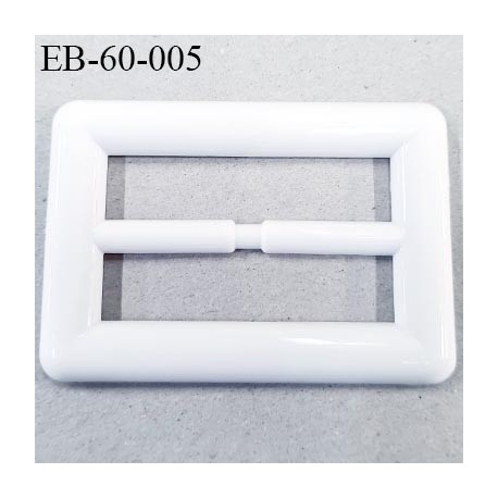 Boucle 60 mm rectangle pvc blanc brillant largeur extérieur 85 mm largeur intérieur 60 mm épaisseur 5.5 mm hauteur 60 mm