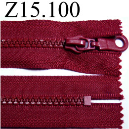 fermeture éclair longueur 15 cm couleur rouge bordeau  non séparable zip nylon largeur 3.3 cm largeur du zip 5 mm