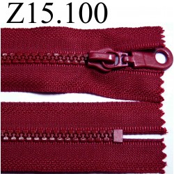 fermeture zip à glissière longueur 15 cm couleur rouge bordeau non séparable zip nylon largeur 3.3 cm largeur du zip 5 mm