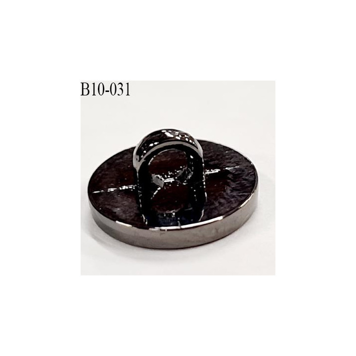 Bouton 10 mm en pvc couleur acier et blanc brillant accroche au dos avec un anneau diamètre 10 millimètres