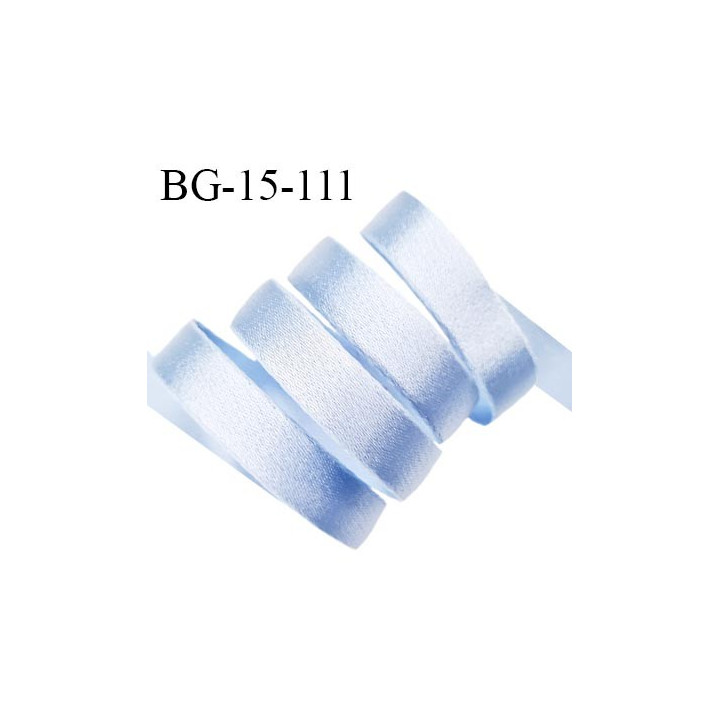 Devant bretelle 15 mm en polyamide attache bretelle rigide pour anneaux couleur bleu ciel brillant haut de gamme prix au mètre