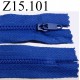 fermeture longueur 15 cm couleur bleu non séparable zip nylon largeur 2.4 cm