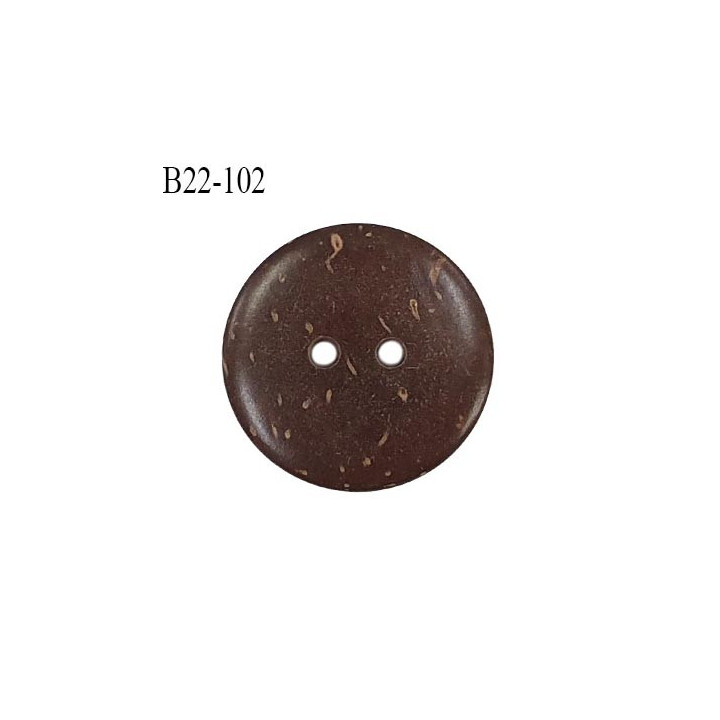 Bouton 22 mm coco couleur marron 2 trous diamètre 22 mm épaisseur 4 mm prix à l'unité