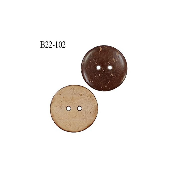 Bouton 22 mm coco couleur marron 2 trous diamètre 22 mm épaisseur 4 mm prix à l'unité
