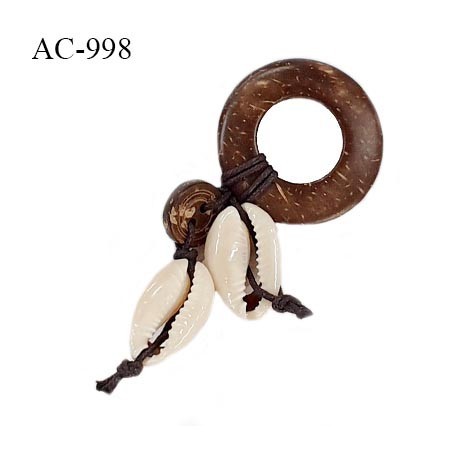 Anneau coco 15 mm décor coquillages grain de café largeur intérieur de l'anneau 15 mm largeur extérieur 32 mm prix à l'unité