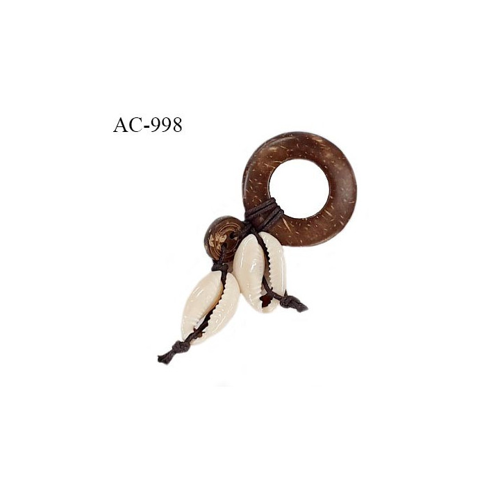 Anneau coco 15 mm décor coquillages grain de café largeur intérieur de l'anneau 15 mm largeur extérieur 32 mm prix à l'unité