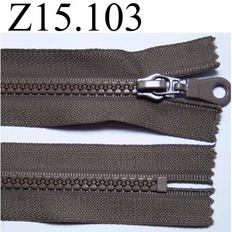 fermeture éclair longueur 15 cm couleur marron kaki non séparable zip nylon largeur 3.3 cm largeur du zip 5 mm