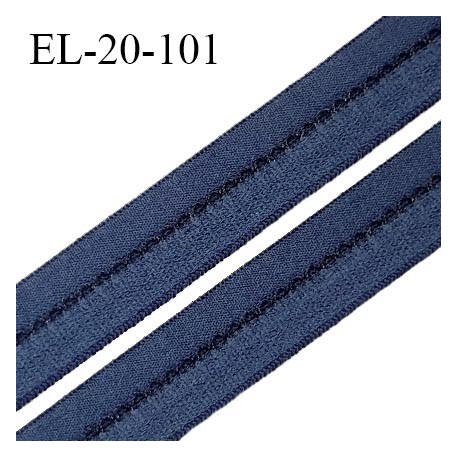Elastique lingerie 14 mm très haut de gamme pré plié avec picots couleur bleu indigo fabriqué en France prix au mètre