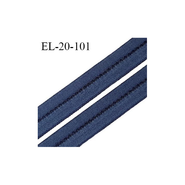 Elastique lingerie 14 mm très haut de gamme pré plié avec picots couleur bleu indigo fabriqué en France prix au mètre