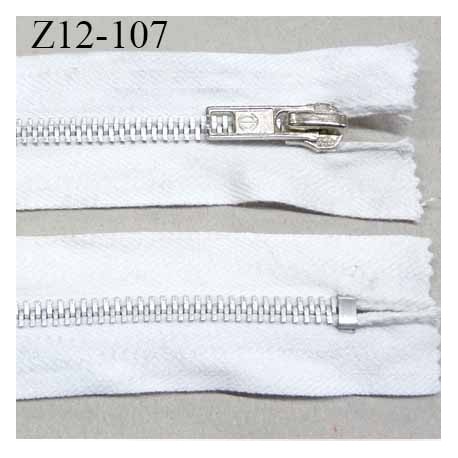Fermeture zip 12 cm couleur blanc longueur 12 cm largeur 3.4 cm non séparable glissière métal prix à l'unité