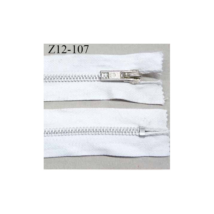Fermeture zip 12 cm couleur blanc longueur 12 cm largeur 3.4 cm non séparable glissière métal prix à l'unité