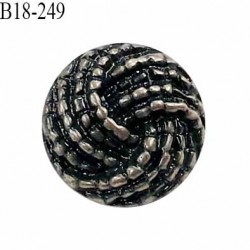 Bouton 18 mm couleur noir et acier accroche avec un anneau diamètre 18 mm épaisseur 5.5 mm prix à l'unité