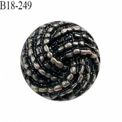 Bouton 18 mm en pvc couleur noir et acier accroche avec un anneau diamètre 18 mm épaisseur 5.5 mm prix à l'unité