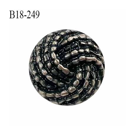 Bouton 18 mm couleur noir et acier accroche avec un anneau diamètre 18 mm épaisseur 5.5 mm prix à l'unité