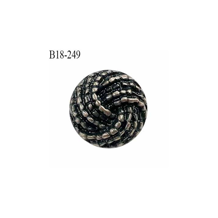 Bouton 18 mm en pvc couleur noir et acier accroche avec un anneau diamètre 18 mm épaisseur 5.5 mm prix à l'unité