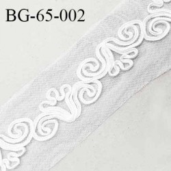 Galon ruban 65 mm broderie sur tulle blanc largeur 65 mm prix au mètre