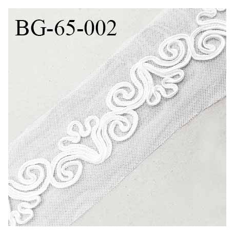 Galon ruban 65 mm broderie sur tulle blanc largeur 65 mm prix au mètre