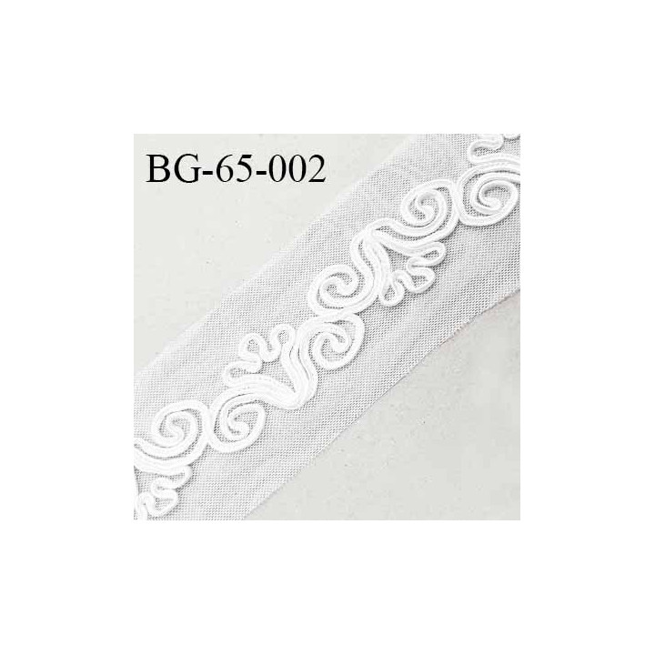 Galon ruban 65 mm broderie sur tulle blanc largeur 65 mm prix au mètre