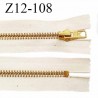 Fermeture zip 12 cm couleur beige chiné longueur 12 cm largeur 3.4 cm non séparable glissière métal couleur doré prix à l'unité