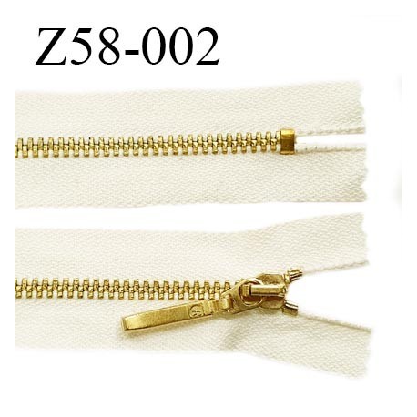 Fermeture zip 58 cm couleur beige longueur 58 cm largeur 2.8 cm non séparable glissière métal couleur doré prix à l'unité