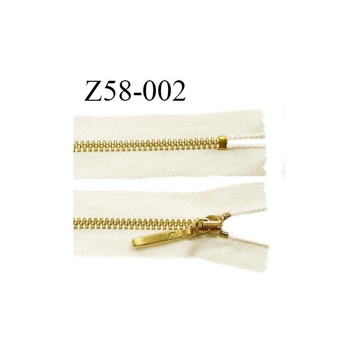 Fermeture zip 58 cm couleur beige longueur 58 cm largeur 2.8 cm non séparable glissière métal couleur doré prix à l'unité