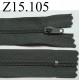 fermeture éclair longueur 15 cm couleur gris non séparable zip nylon largeur 2.7 cm